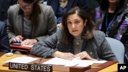 우즈라 제야 미 국무부 민간안보·민주주의·인권 담당 차관이 지난 1월 유엔 안보리 회의에서 발언하고 있다. 