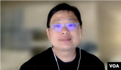 位于台北的台湾环境规划协会理事长赵家纬 (美国之音视讯采访截图)