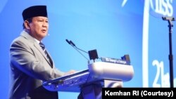 Menteri Pertahanan yang juga presiden terpilih Indonesia, Prabowo Subianto, meminta komunitas internasional untuk memberikan solusi yang adil untuk menyudahi perang Israel-Hamas dengan gencatan senjata permanen. (Foto: Courtesy Kemhan)