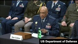 앤서니 코튼 미 전략사령관이 29일 상원 군사위 청문회에서 증언했다.