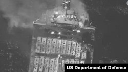 지난 3월 후티 반군이 발사한 대함탄도미사일(ASBM)에 의해 침몰한 바베이도스 국적의 라이베리아 함정 M/V 트루 컨피던스(M/V True Confidence). (자료화면)