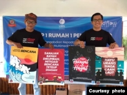 Anis (kiri) menggandeng berbagai pihak, termasuk Universitas Multimedia Nusantara (UMN) untuk membantu kampanye kesiapsiagaan tsunami GMLS (Courtesy GMLS)