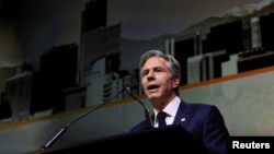 FILE - U.S. Secretary of State Antony Blinken speaks in Denver, Colorado, April 28, 2023.