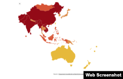 국경없는기자회(RSF)가 3일 세계 언론 자유의 날을 맞아 발표한 연례 ‘2024년 세계 언론 자유 지수’ 보고서 중 아시아 국가 부문. 출처= 국경없는기자회