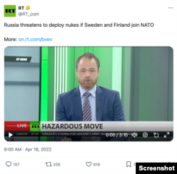 Russian post in lead-up to Sweden and Finland applying for NATO membership; Photo credit: X