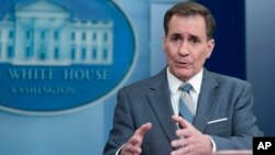 존 커비 미국 백악관 국가안보회의(NSC) 전략소통조정관이 22일 백악관에서 브리핑했다.