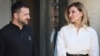 FILE - Ukrainian President Volodymyr Zelenskyy and his wife Olena Zelenska look at each other during a visit to the Elysee Palace in Paris, France, June 7, 2024.