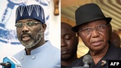 Au vu des chiffres, ni George Weah (à g.), ni Joseph Boakai (à dr.) ne peuvent réunir le nombre de voix nécessaires pour être élu dès le premier tour.