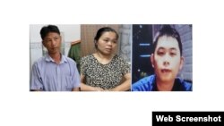 Từ trái sang: Dương Hồng Hiếu, Bùi Thị Linh, Dương Minh Cường, bị bắt theo Điều 331, từ ngày 26-28/2024. Photo: CAND, ANTV.