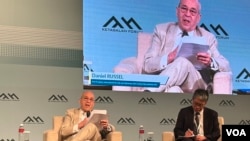 美国前助理国务卿丹尼尔·拉塞尔称台湾已实质建立“不对称外交”的防御手段。（美国之音特约记者杨安摄影）