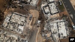 A view of the aftermath of a devastating wildfire in Lahaina, Hawaii, Aug. 22, 2023.