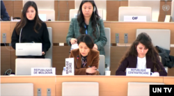 3일 스위스 제네바에서 열린 52차 유엔 인권이사회 고위급회기 5일째 회의에서 윤성미 제네바 주재 한국대표부 차석대사가 발언하고 있다.