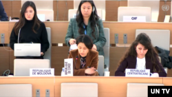 스위스 제네바에서 열린 52차 유엔 인권이사회 고위급회기 5일째 회의에서 윤성미 제네바 주재 한국대표부 차석대사가 발언하고 있다.(자료사진)