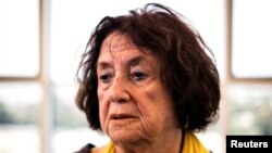 Holocaust survivor, Bellha Haim, 86, who was a child in Poland when her family fled the Nazis, looks on during an interview with Reuters in Herzliya, Israel, May 1, 2024. She is the grandmother of Yotam Haim who was taken hostage by Palestinian Islamist group Hamas on Oct. 7. 