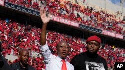 Economic Freedom Fighters (EFF) leader Julius Malema arrives at a final election rally in Polokwane, South Africa, May 25, 2024, the general election is May 29.