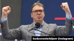 Predsednik Srbije Aleksandar Vučić na mitingu u Pančevu 18. maja 2023. (Instagram)