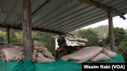 A government security post, installed inside Dangri village of Rajouri district after militants allegedly killed 7 villagers, is seen on June 18, 2023. (Wasim Nabi for VOA)