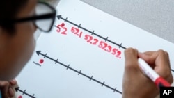 A fifth grade student attends a math lesson during class at Mount Vernon Community School, in Alexandria, Va., May 1, 2024.