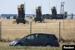 FILE - U.S. Army MIM-104 Patriots, surface-to-air missile (SAM) system launchers, are pictured at Rzeszow-Jasionka Airport, Poland, amid Russia's invasion of Ukraine, March 24, 2022.