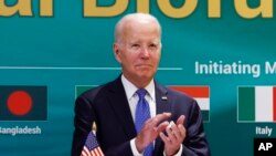 Presiden AS Joe Biden menghadiri peluncuran Aliansi Biofuel Global pada KTT G20 di New Delhi, India, 9 September 2023.