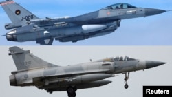 Истребители F16 и Mirage 2000.