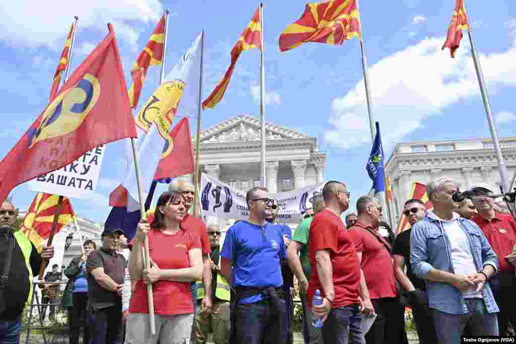  Протест на обединетите синдикати за поголеми работнички права, под мотото &bdquo;Ние работниците&ldquo;. Скопје, 1ви Мај, 2024 &nbsp; 
