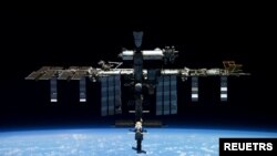 러시아 소유즈 우주선에서 찍은 국제우주정거장(ISS) 모습.