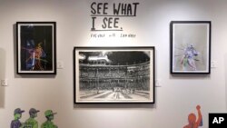The works of British artist Pat Vale titled "See What I See, Pat Vale With Ian Happ." (AP Photo/Charles Rex Arbogast)