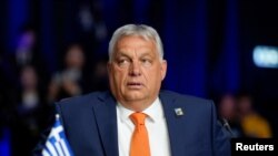 Perdana Menteri Hongaria Viktor Orban di Vilnius, Lituania, 12 Juli 2023. (REUTERS/Ints Kalnins)