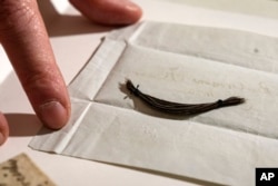 The original locks of Ludwig van Beethoven, seen here at the Beethoven Haus in Bonn, Germany, were used to sequence the genome of the world famous composer by researchers led by Cambridge University, March 21, 2023.