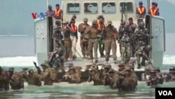 Latihan pertahanan pantai bersama TNI-AS atau Carat 2024 di Lampung (tangkapan layar: VOA). 