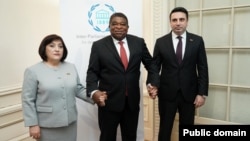Sahibə Qafarova, Martin Chungong, Alen Simonyan (Mənbə: Parlamentlərarası İttifaq)