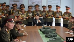 North Korean leader Kim Jong Un visits the Kim Il Sung Military University in Pyongyang to mark the 92nd anniversary of the founding of North Korea's army, April 25, 2024. (Korean Central News Agency photo via AFP)