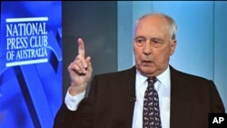 澳大利亚前总理基廷在悉尼的国家新闻俱乐部发表演讲。（2023年3月15日）