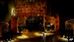 Rihanna performs "Lift me up" from "Black Panther: Wakanda Forever" at the Oscars on Sunday, March 12, 2023, at the Dolby Theatre in Los Angeles.