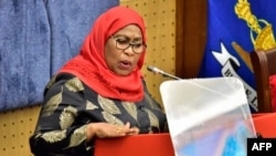Rais Tanzania Samia Suluhu akiwa Dodoma tarehe 22 Aprili , 2021. Picha na AFP.