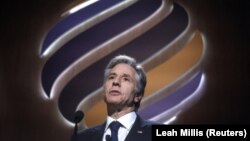 토니 블링컨 미국 국무장관이 지난해 3월 워싱턴에서 열린 '민주주의 정상회의' 관련 행사에서 발언하고 있다.