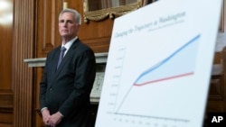 U.S. House Speaker Kevin McCarthy listens at a news conference after the House passed the debt ceiling bill, at the Capitol in Washington, May 31, 2023.