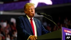 Republican presidential candidate and former President Donald Trump speaks at a campaign rally at Temple University in Philadelphia, Pennsylvania, June 22, 2024.