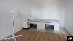 FILE - A bedroom of the Olympic village is pictured in Saint-Denis, north of Paris Feb. 28, 2024. 