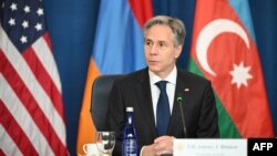 FILE - U.S. Secretary of State Antony Blinken speaks in Arlington, Virginia, May 4, 2023.