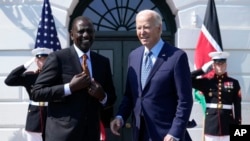 US President Joe Biden welcomes Kenya's President William Ruto to the White House in Washington, May 22, 2024.