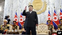 In this photo provided Sept. 9, 2023, by the North Korean government, North Korea leader Kim Jong Un attends a parade marking North Korea’s 75th founding anniversary in Pyongyang on Sept. 8. 