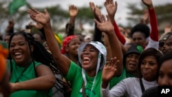 Supporters of Ukhonto weSizwe party react during an election meeting in Mpumalanga, near Durban, South Africa, May 25, 2024, ahead of the 2024 general elections on May 29.