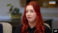 FILE - Abby Zwerner, who taught first grade in Virginia and was shot and wounded by a 6-year-old student, appears on the "Today" show, March 21, 2023. (NBC News via AP )