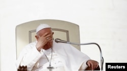 Pope Francis attends the weekly general audience in Saint Peter's Square at the Vatican, Oct. 18, 2023.