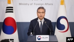 South Korean Foreign Minister Park Jin speaks during a briefing announcing a plan to resolve a dispute over compensating people forced to work under Japan's 1910-1945 occupation of Korea, at the Foreign Ministry in Seoul on March 6, 2023. 