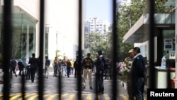 "ბი-ბი-სის" ოფისის შესასვლელი. დელი, ინდოეთი. 14 თებერვალი, 2023 წ. 