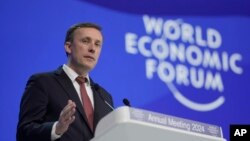 제이크 설리번 미국 백악관 국가안보보좌관이 16일 스위스 다보스에서 열린 세계경제포럼(WEF)에서 연설했다.