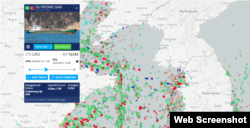 선박의 실시간 위치정보를 보여주는 ‘마린트래픽(MarineTraffic)’ 지도에 중국 얀타이 북쪽 56km 해상에서 동쪽 즉 북한 서해 방면으로 운항 중인 북한 선박 수령산호가 보인다.
